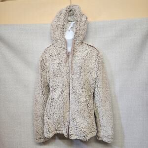 Fuzzy Coat Sherpa Hoodie Jacket Women’s S Thread & Supply Mushroom Zip Soft Cozy